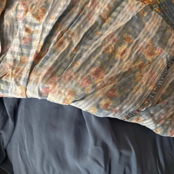 Anthropologie Current Air Los Angeles crinkle ruffle puff sleeve dress L large - Picture 6 of 13